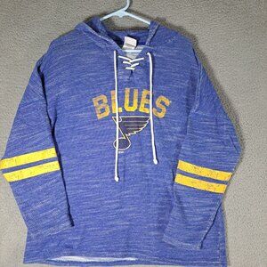 NHL Sweatshirt Womens XL 16/18 Blue/Yellow Hoodie Hockey Sports Activewear